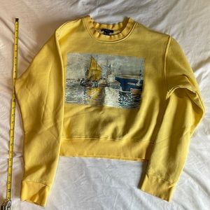 Forever 21 Cropped Yellow Sailboat Crewneck Sweatshirt